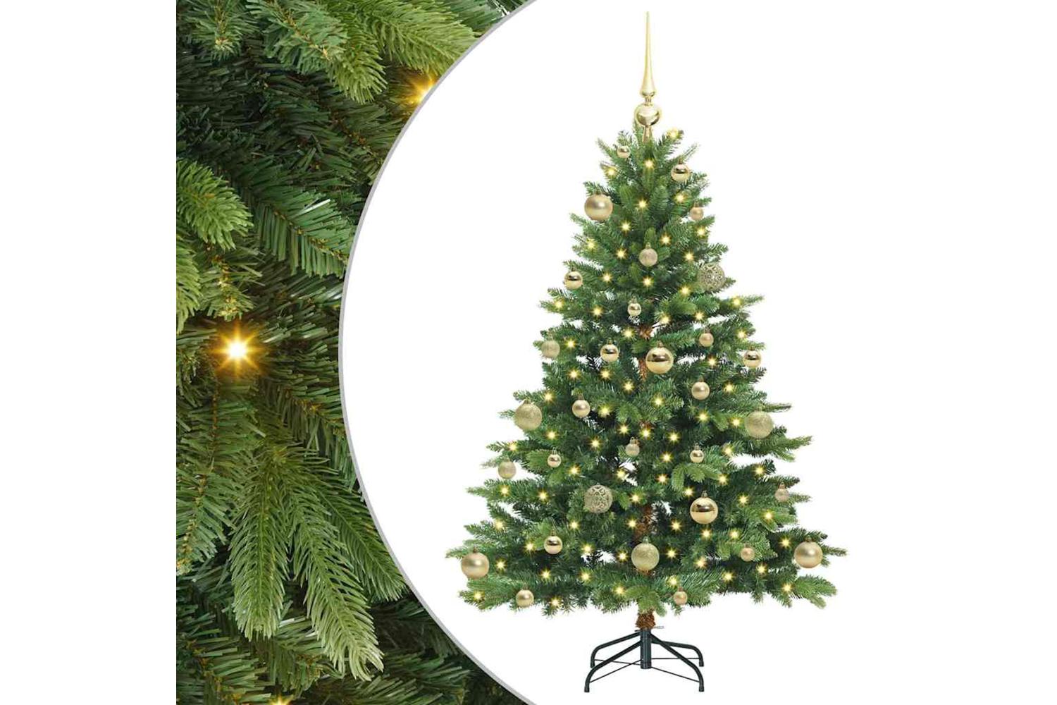 Vidaxl Artificial Christmas Tree With 150 Leds Green 120 Cm Pe And Pvc