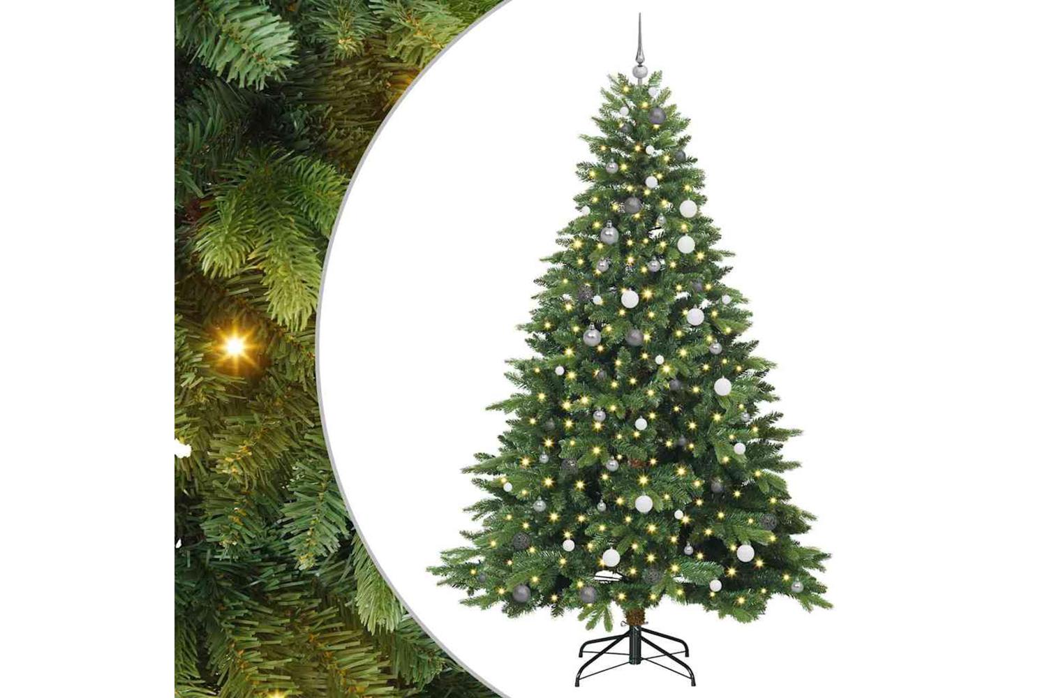 Vidaxl Artificial Christmas Tree With 300 Leds Green 240 Cm Pe And Pvc