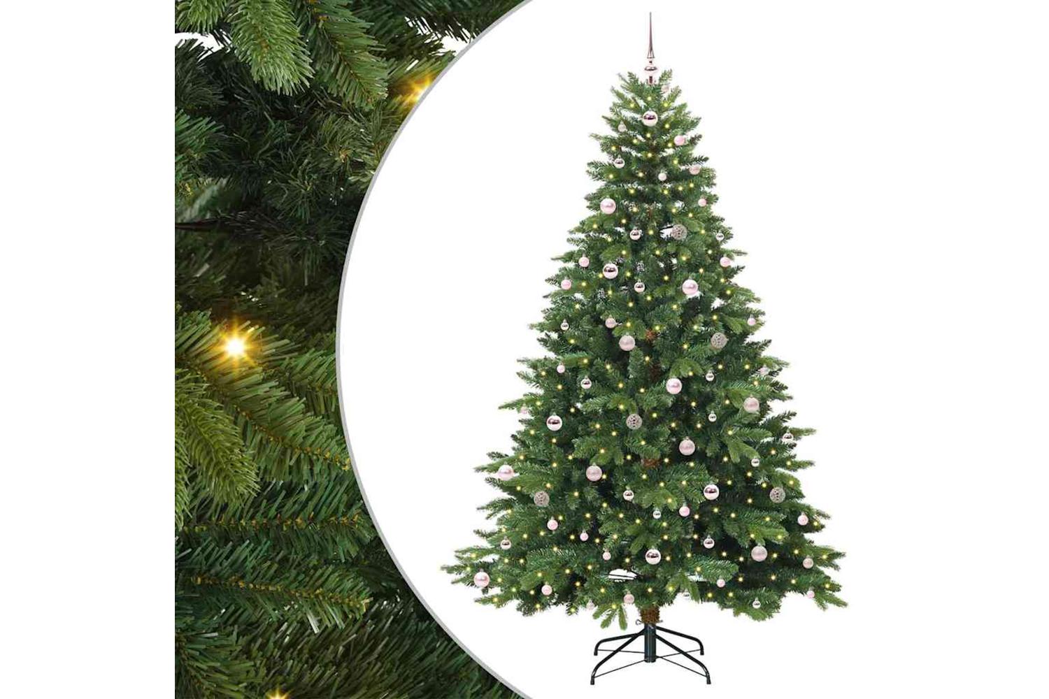 Vidaxl Artificial Christmas Tree With 300 Leds Green 240 Cm Pe And Pvc