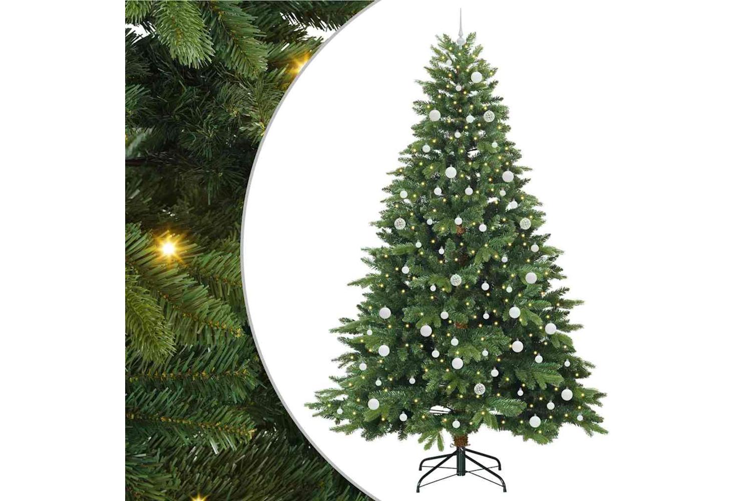 Vidaxl Artificial Christmas Tree With 300 Leds Green 240 Cm Pe And Pvc