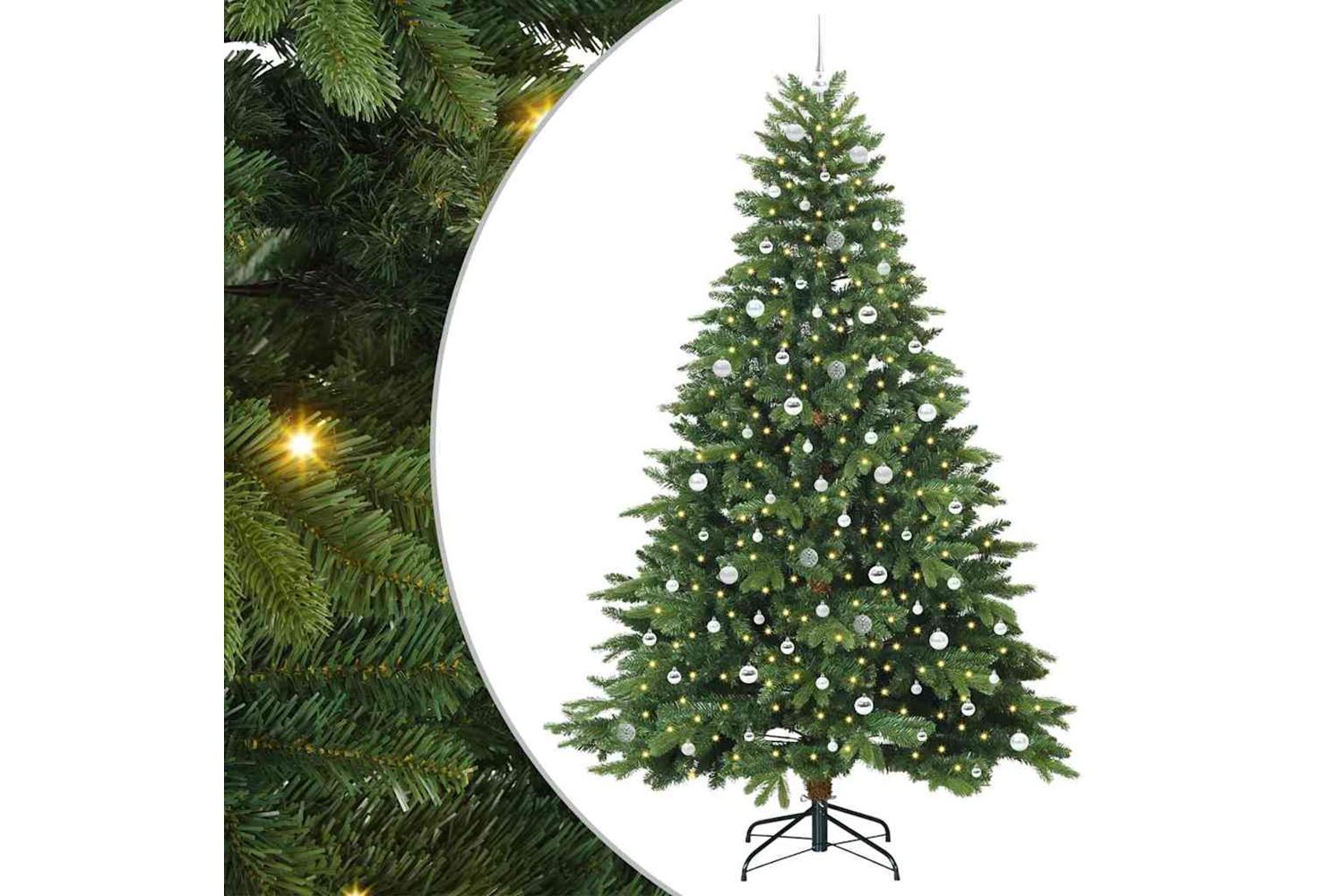 Vidaxl Artificial Christmas Tree With 300 Leds Green 240 Cm Pe And Pvc