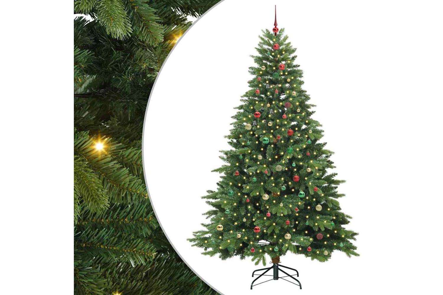 Vidaxl Artificial Christmas Tree With 300 Leds Green 240 Cm Pe And Pvc