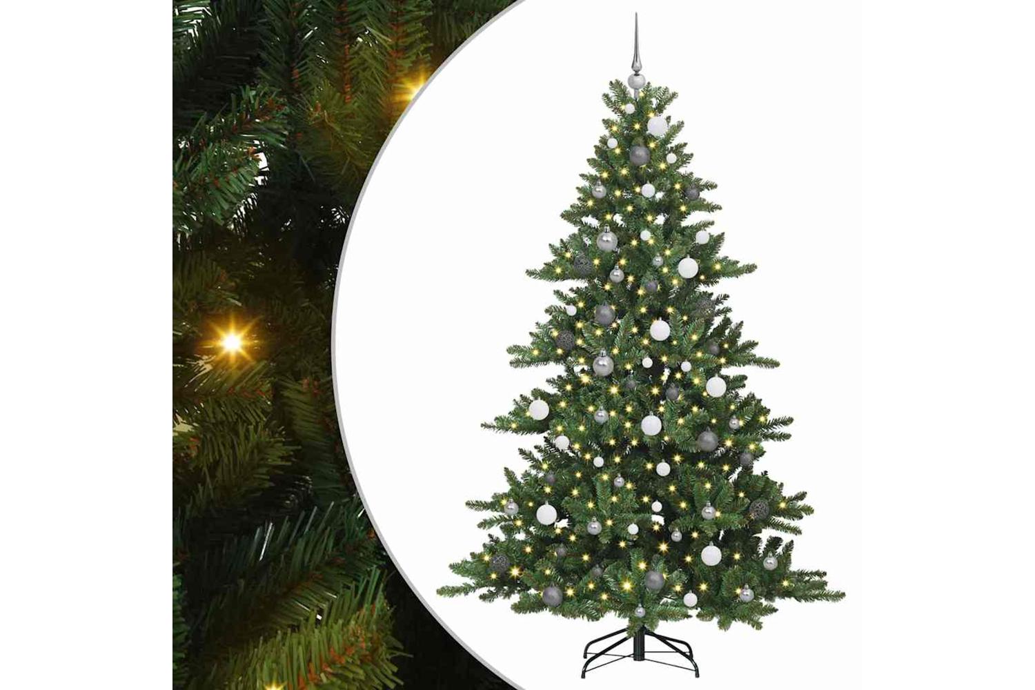 Vidaxl Artificial Hinged Christmas Tree With 300 Leds 210 Cm Pvc