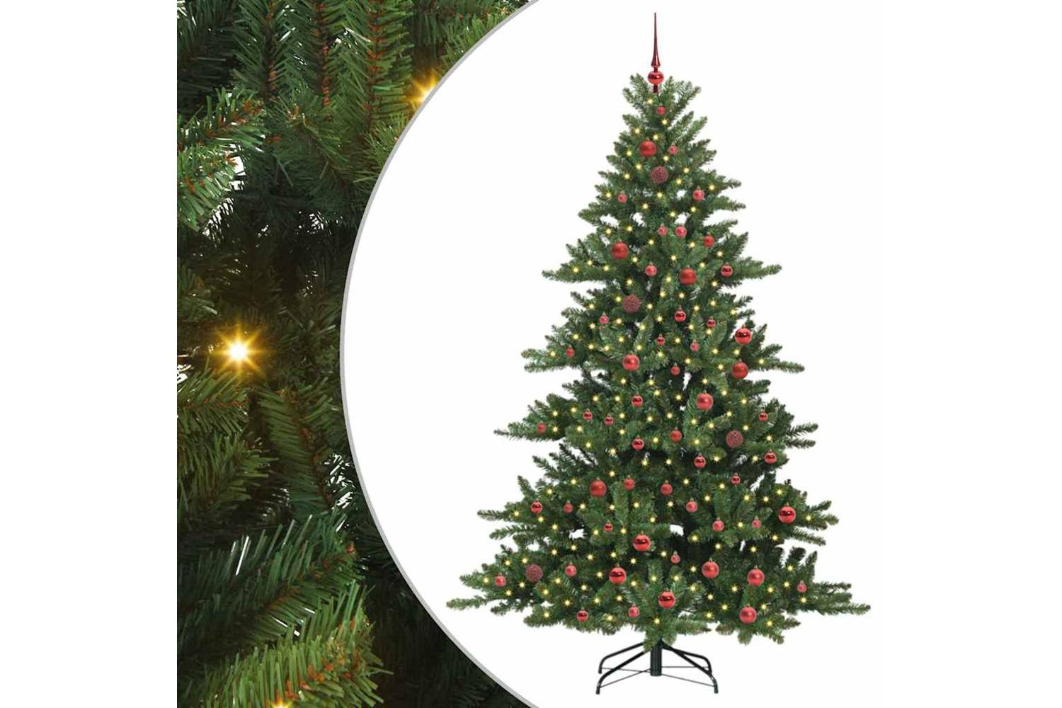 Vidaxl Artificial Hinged Christmas Tree With 300 Leds 210 Cm Pvc
