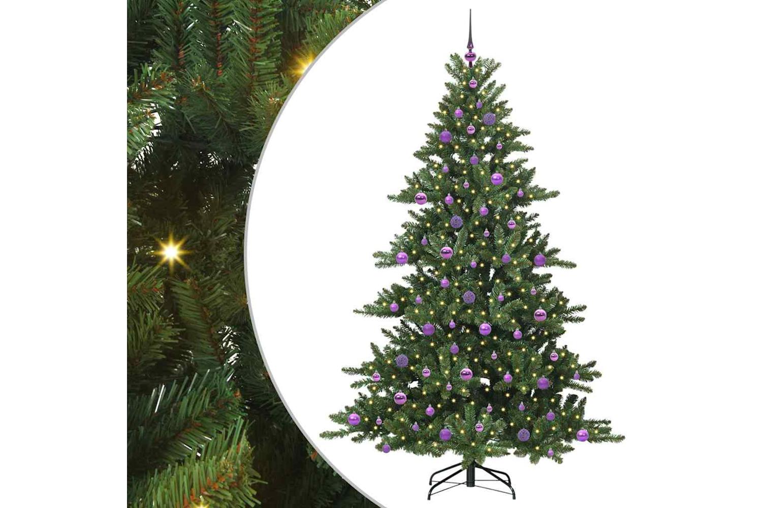 Vidaxl Artificial Hinged Christmas Tree With 300 Leds 210 Cm Pvc