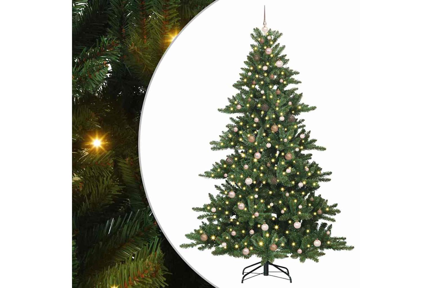 Vidaxl Artificial Hinged Christmas Tree With 300 Leds 240 Cm Pvc