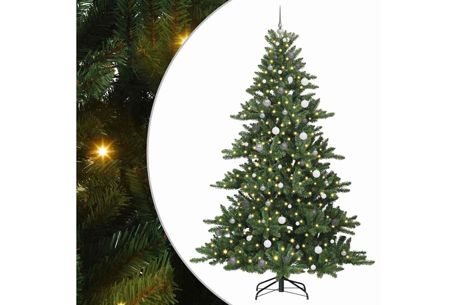 Vidaxl Artificial Hinged Christmas Tree With 300 Leds 240 Cm Pvc