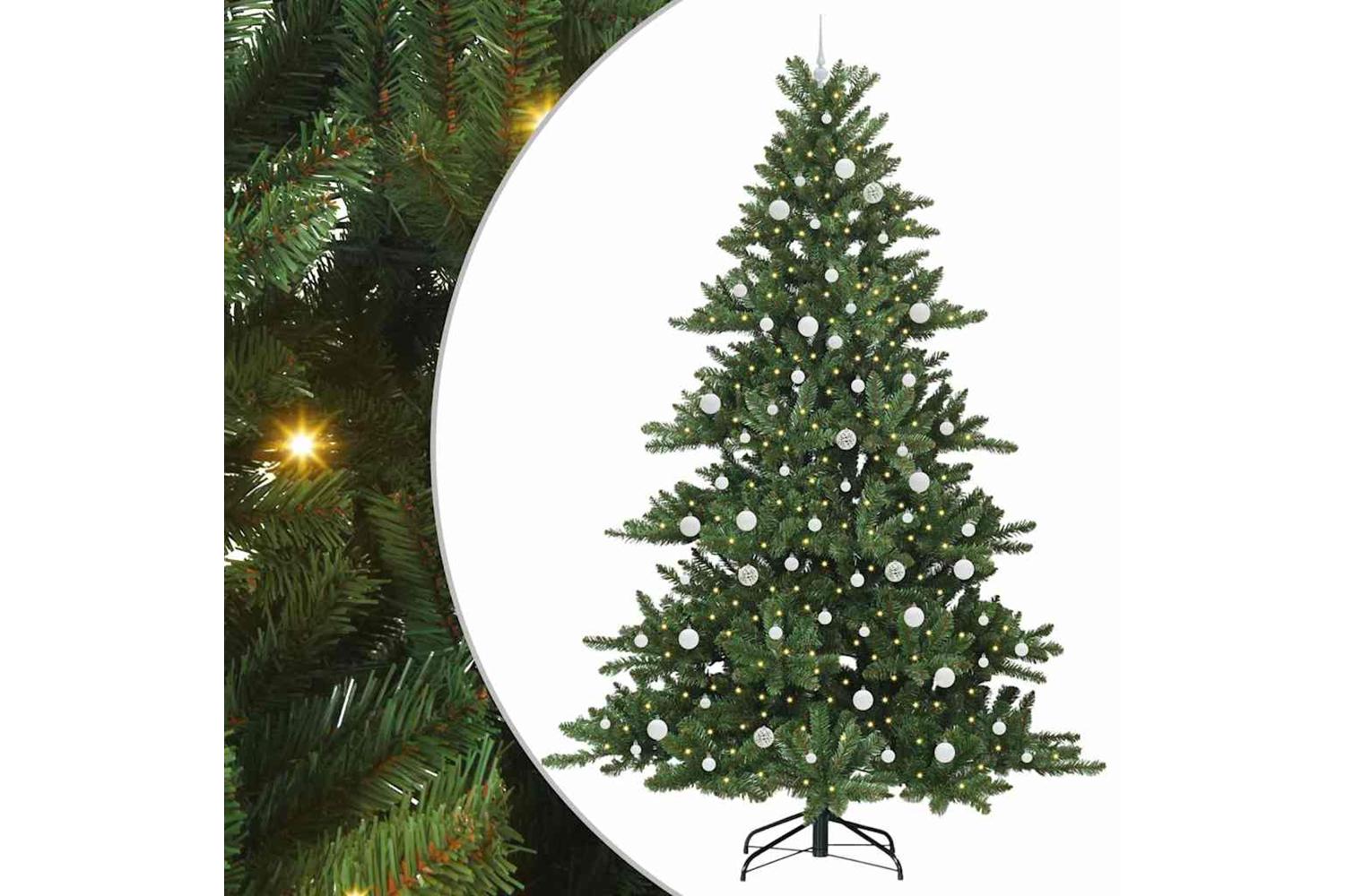 Vidaxl Artificial Hinged Christmas Tree With 300 Leds 240 Cm Pvc