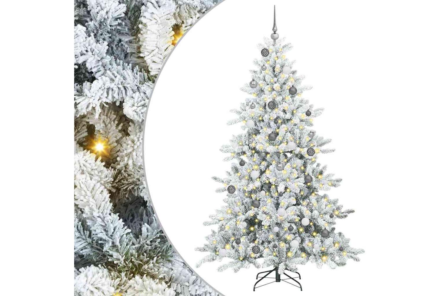 Vidaxl Artificial Hinged Christmas Tree With 300 Leds 210 Cm Pvc