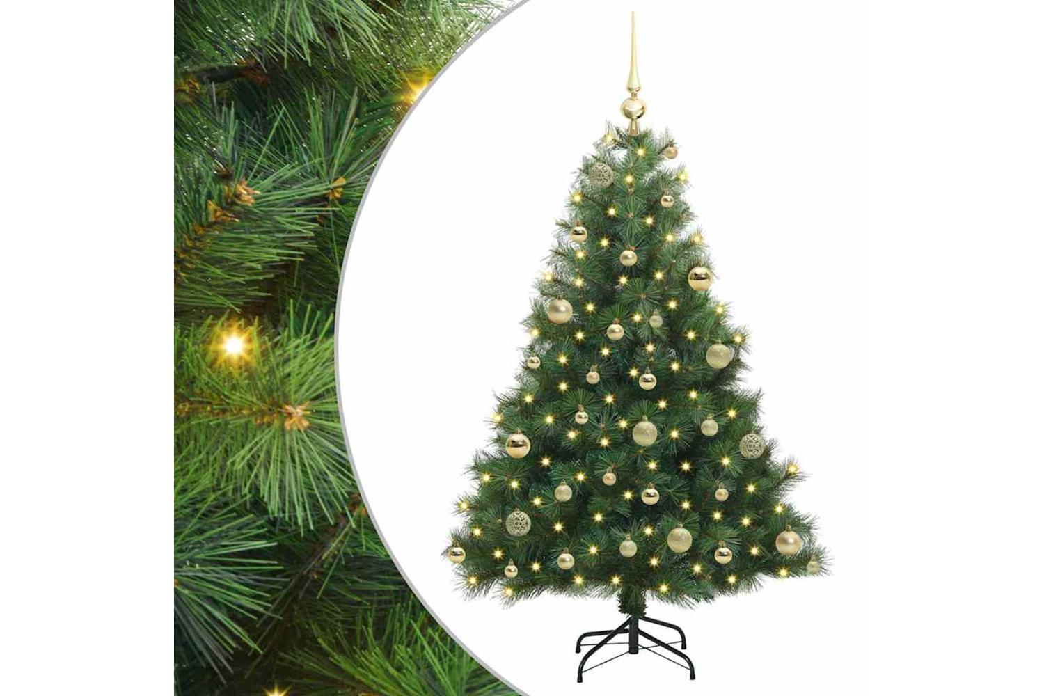 Vidaxl Artificial Christmas Tree With 150 Leds Green 120 Cm Pe And Pvc