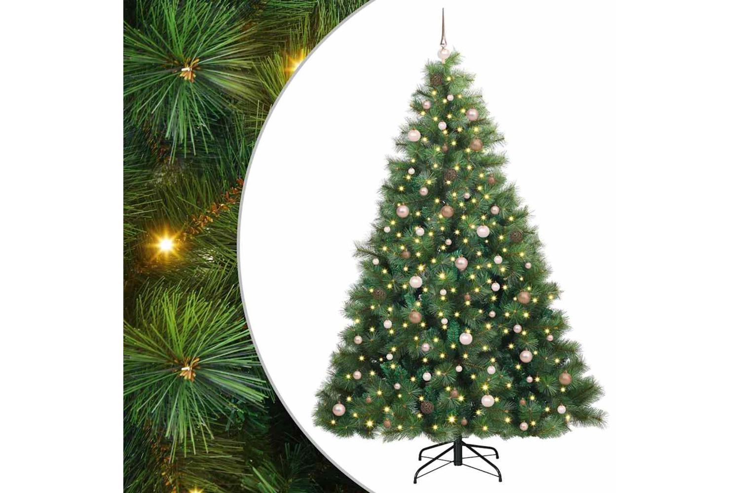 Vidaxl Artificial Christmas Tree With 300 Leds Green 240 Cm Pe And Pvc
