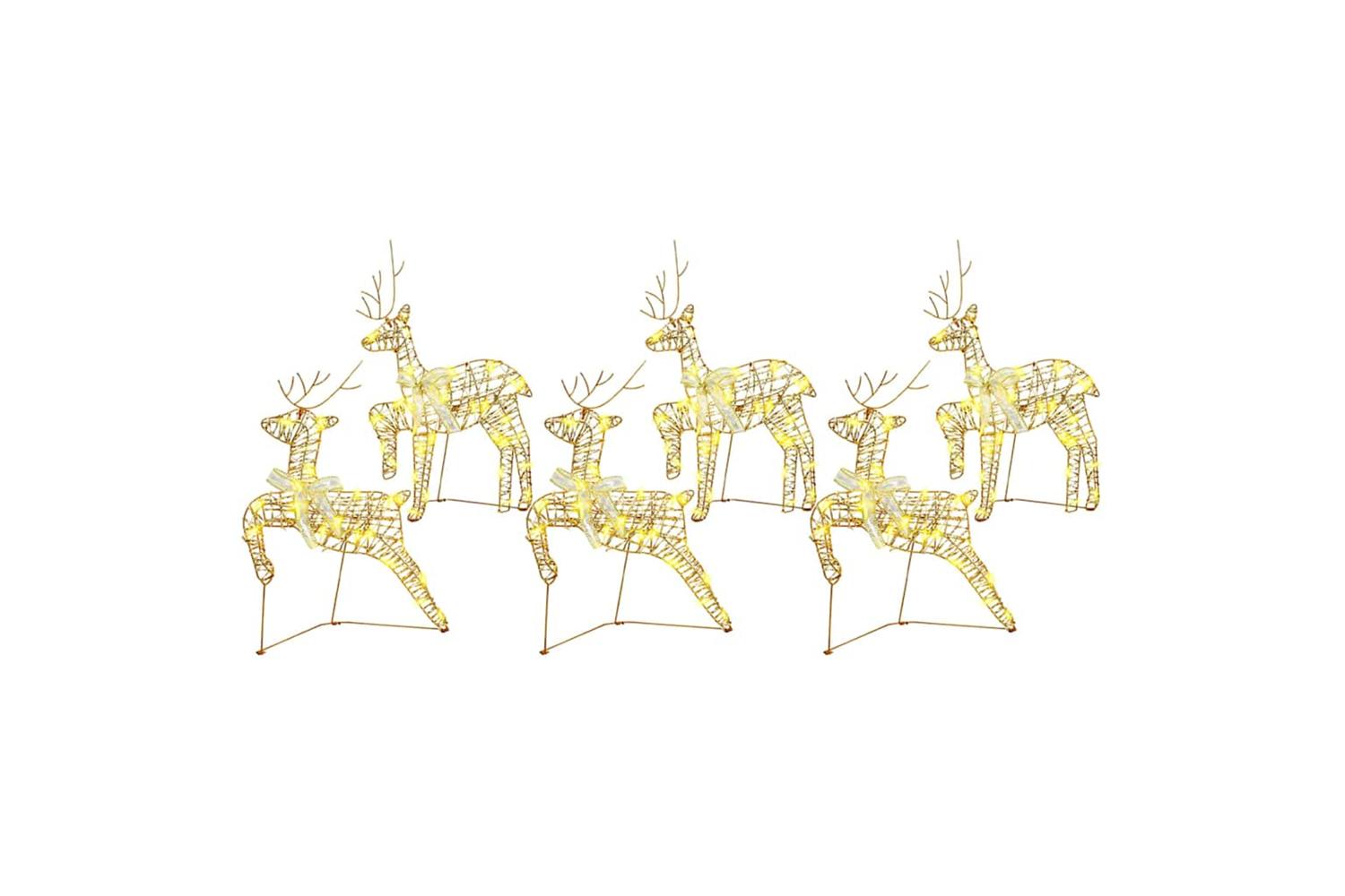 Vidaxl Led Reindeers With 180 Leds 6 Pcs Gold Pet