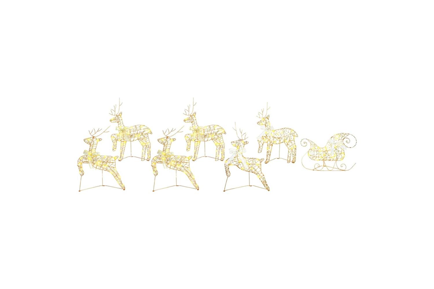 Vidaxl Led Reindeers With 40 Leds 7 Pcs Gold Pet