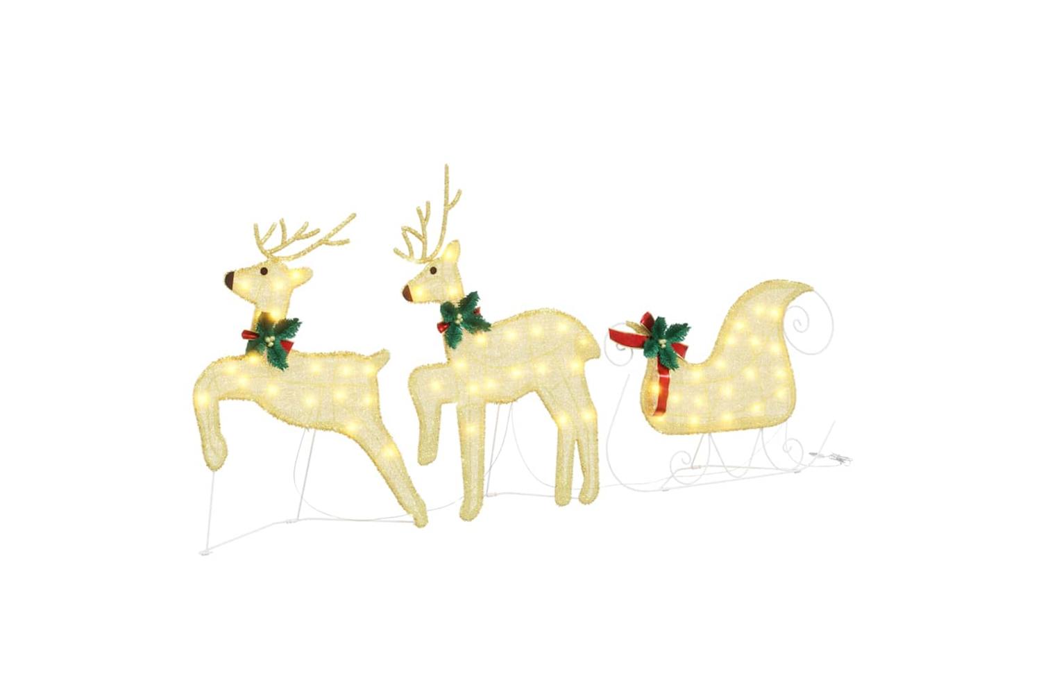 Vidaxl Led Reindeers 3 Pcs Warm White Fabric