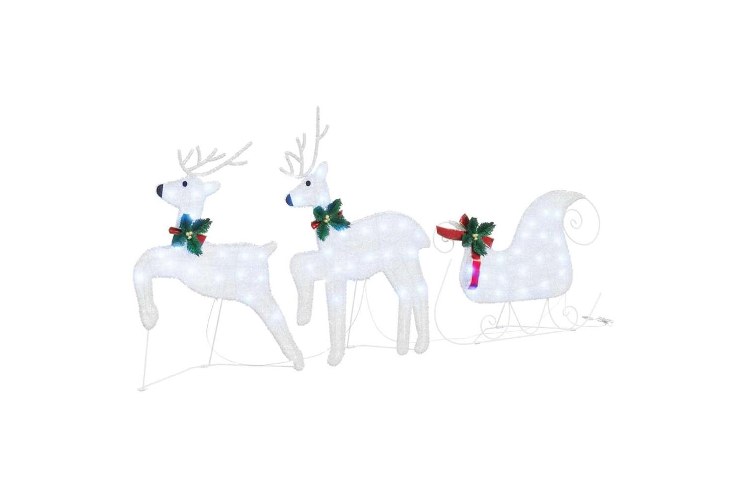 Vidaxl Led Reindeers 3 Pcs Cold White Fabric