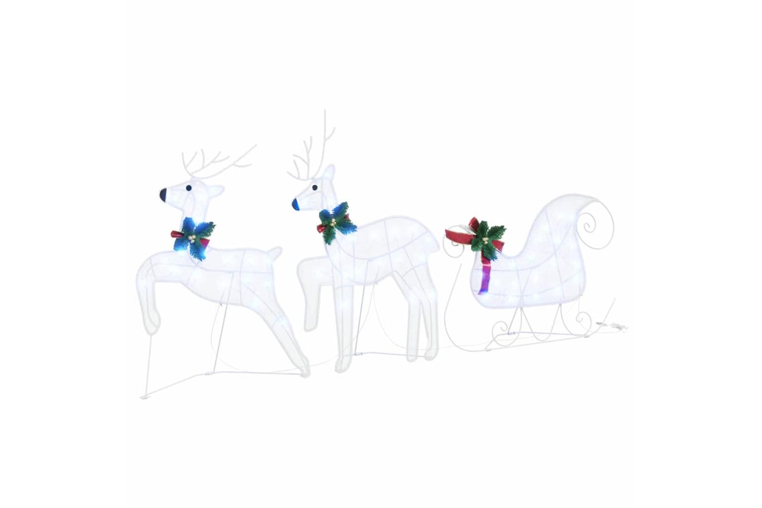 Vidaxl Led Reindeers 3 Pcs Cold White Fabric