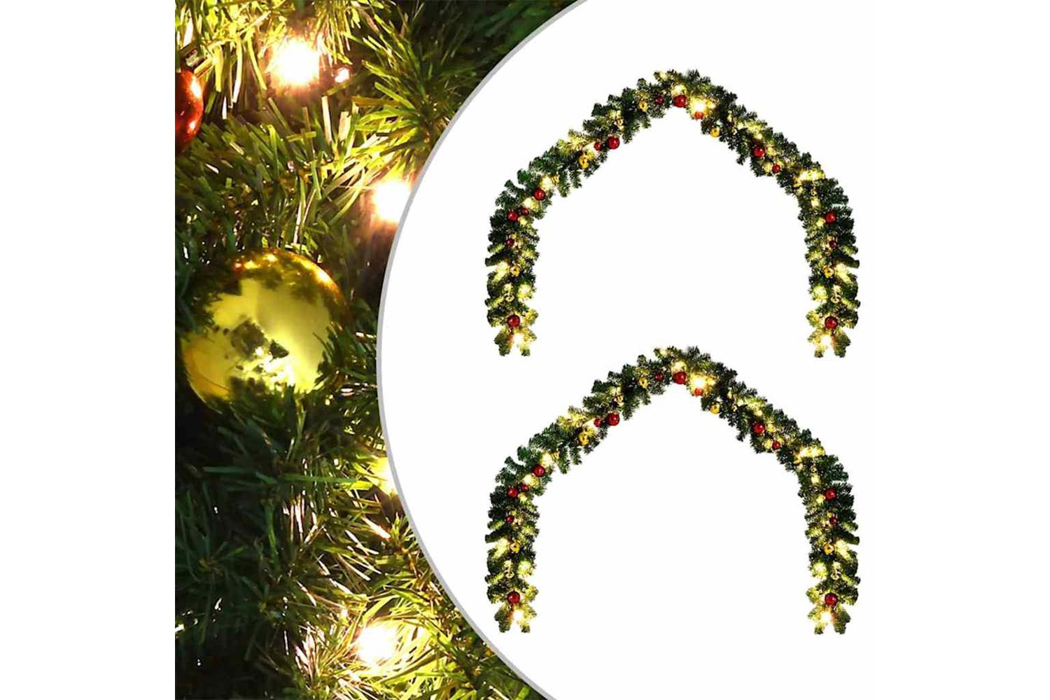 Vidaxl Christmas Garland With 600 Leds 2 Pcs Green Pvc