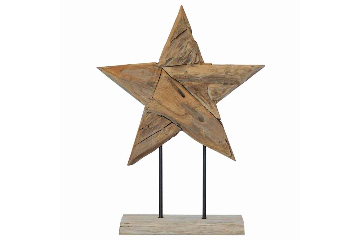 Vidaxl Christmas Star Brown 45 X 5 X 60 Cm Solid Teak Wood