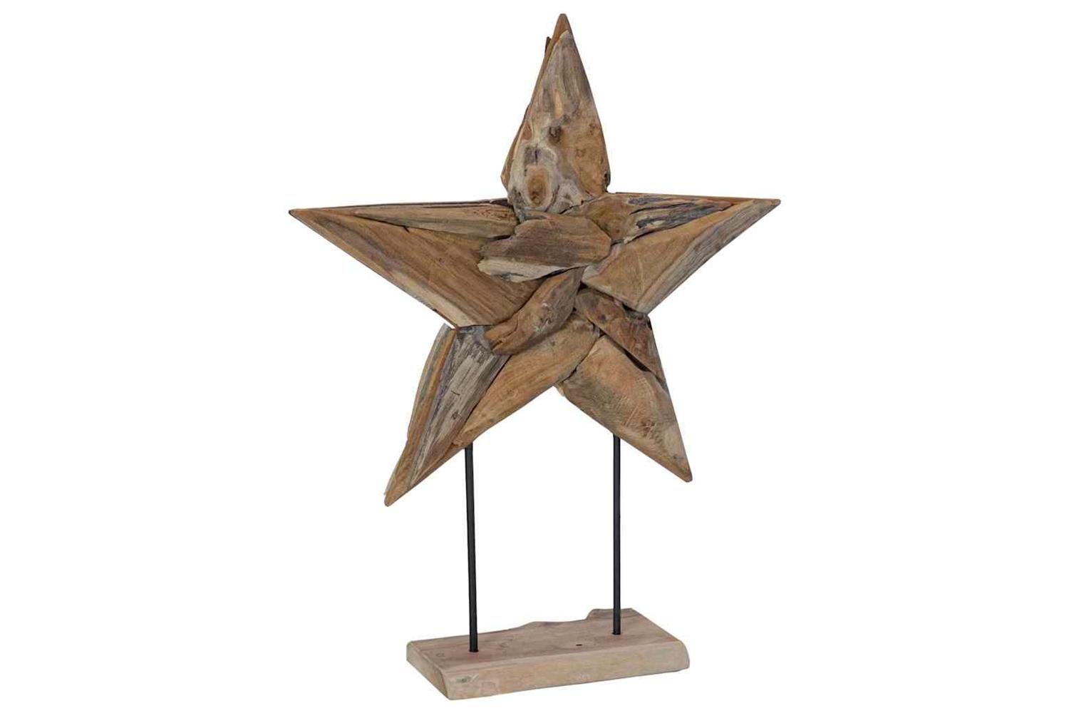 Vidaxl Christmas Star Brown 60 X 5 X 75 Cm Solid Teak Wood