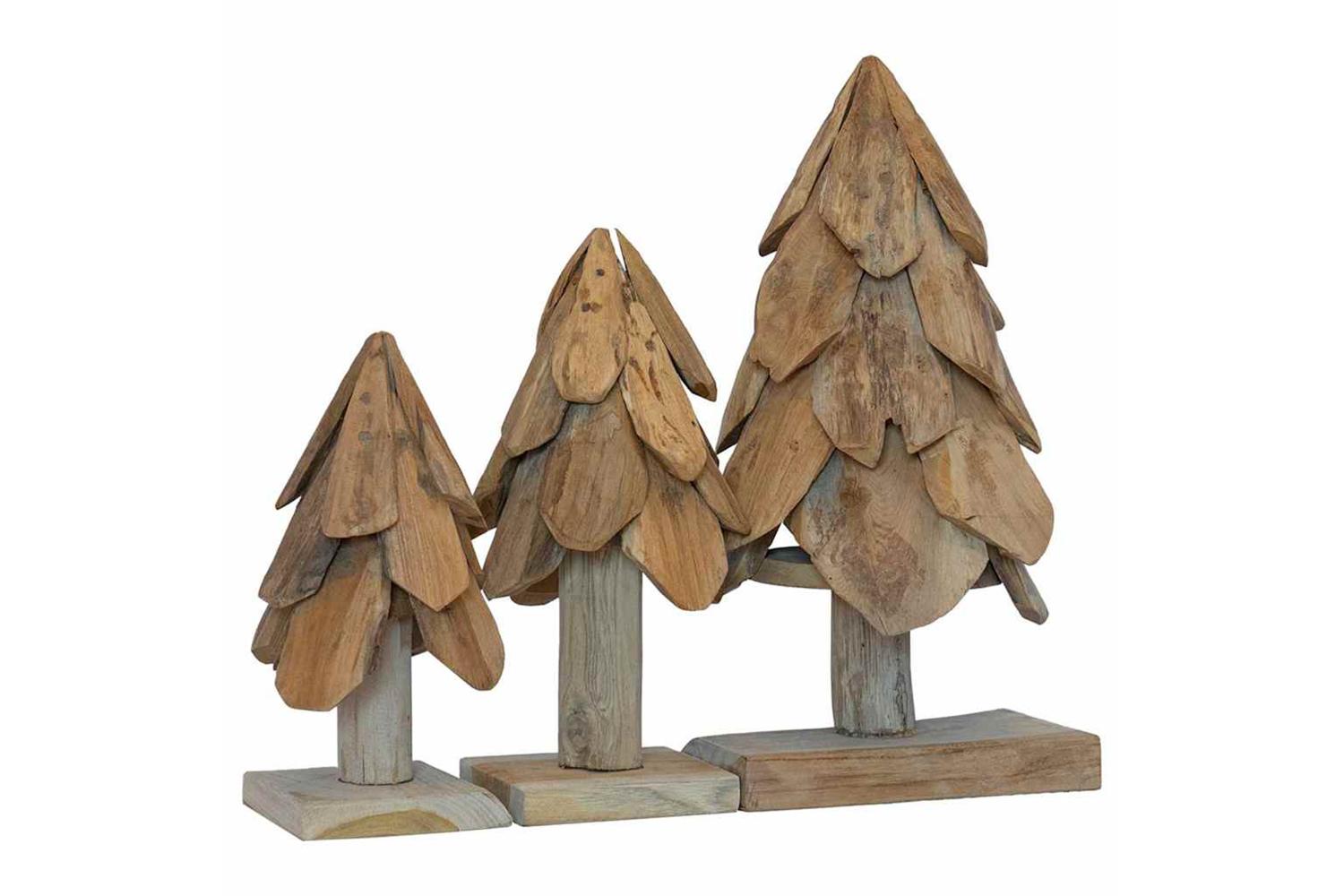 Vidaxl Christmas Tree With Stand 3 Pcs Brown Solid Teak Wood