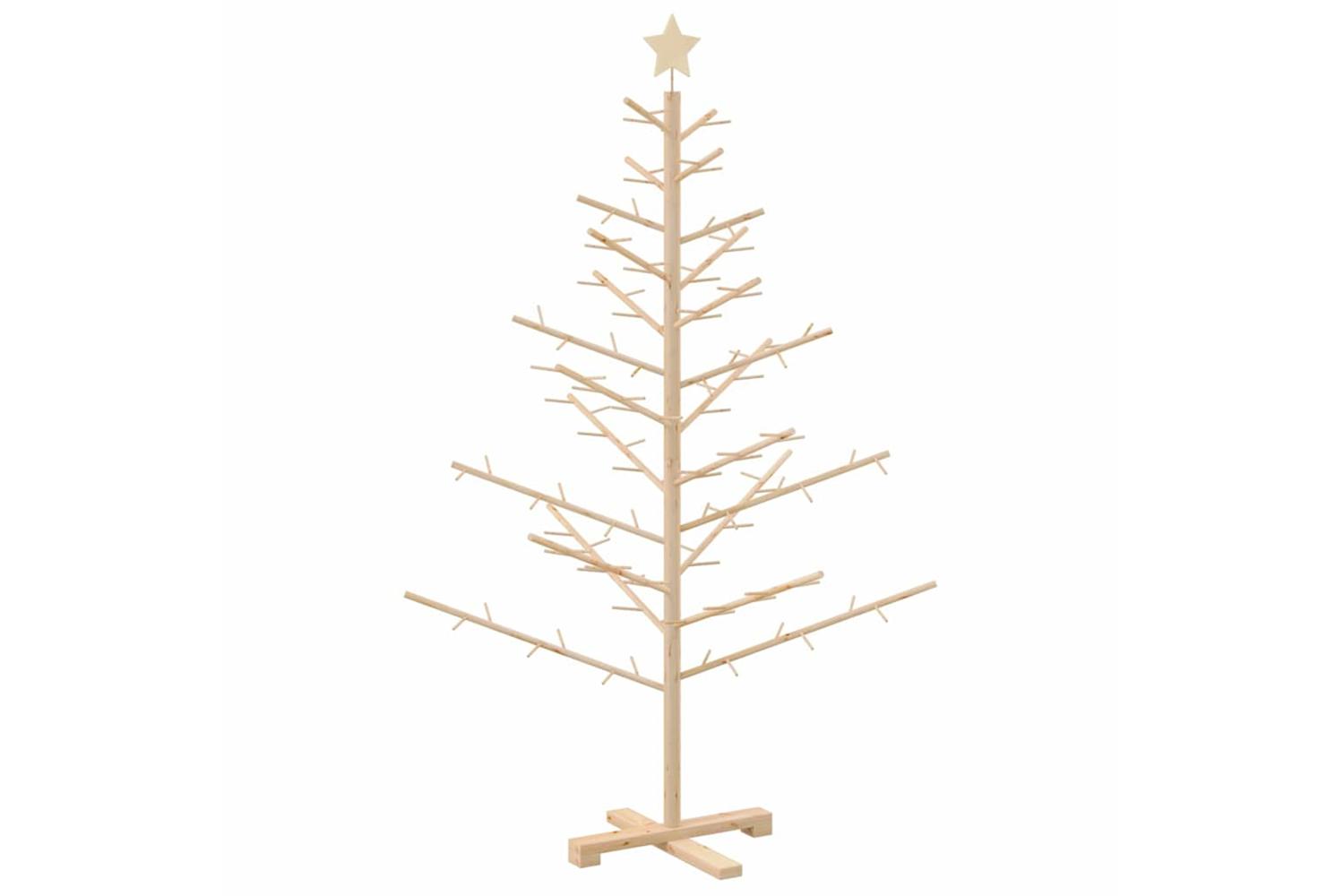 Vidaxl Wooden Christmas Tree With Stand Natural 150 Cm Solid Pine Wood