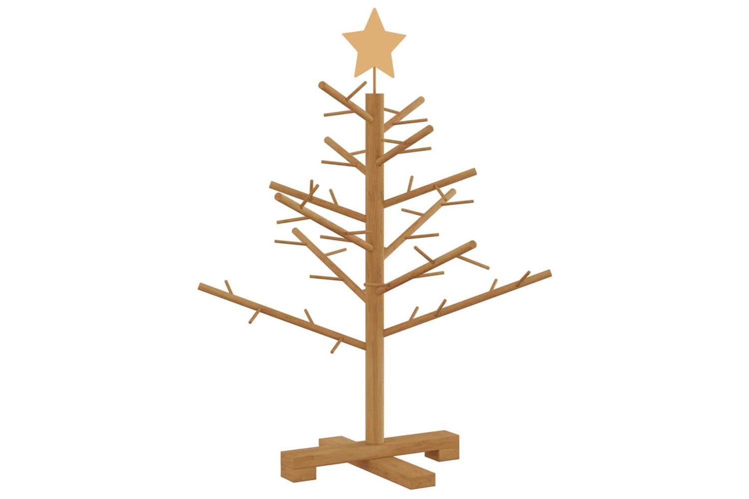 Vidaxl Wooden Christmas Tree With Stand Brown 75 Cm Solid Pine Wood