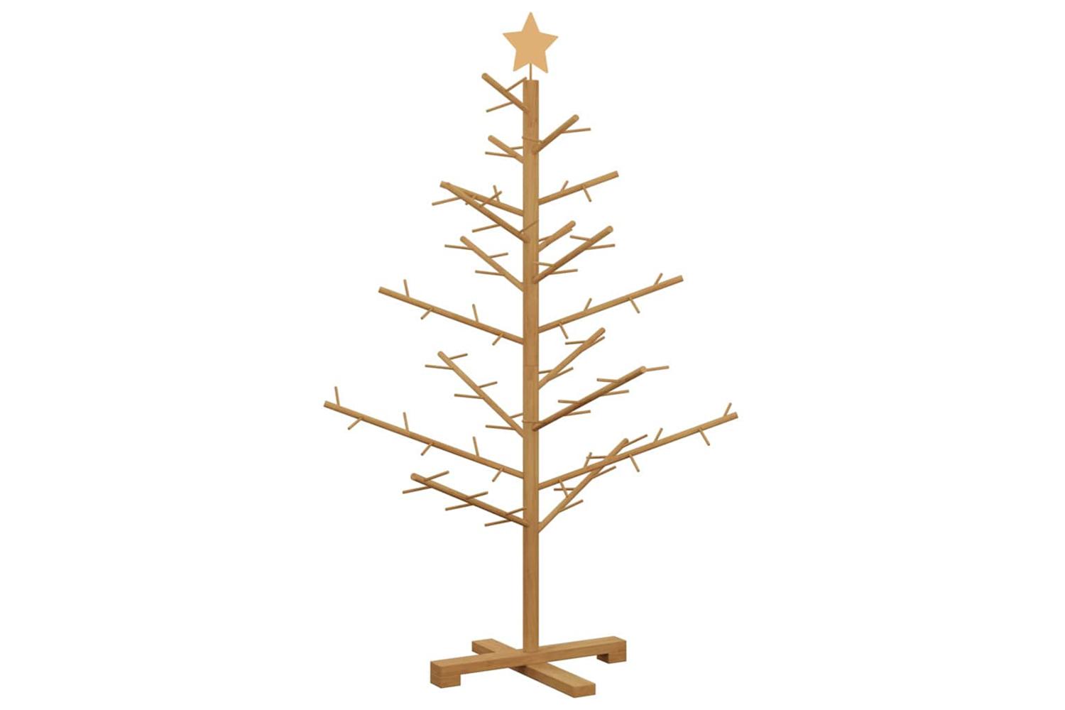 Vidaxl Wooden Christmas Tree With Stand Brown 125 Cm Solid Pine Wood
