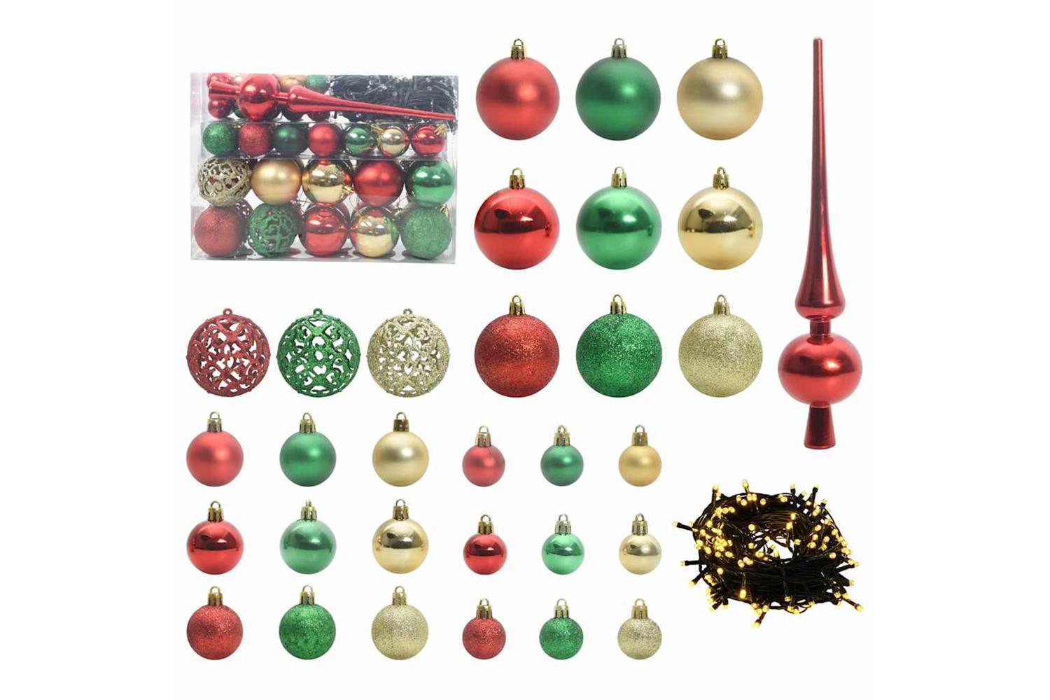 Vidaxl Christmas Bauble Set With 150 Leds 61 Pcs Multicolour Plastic