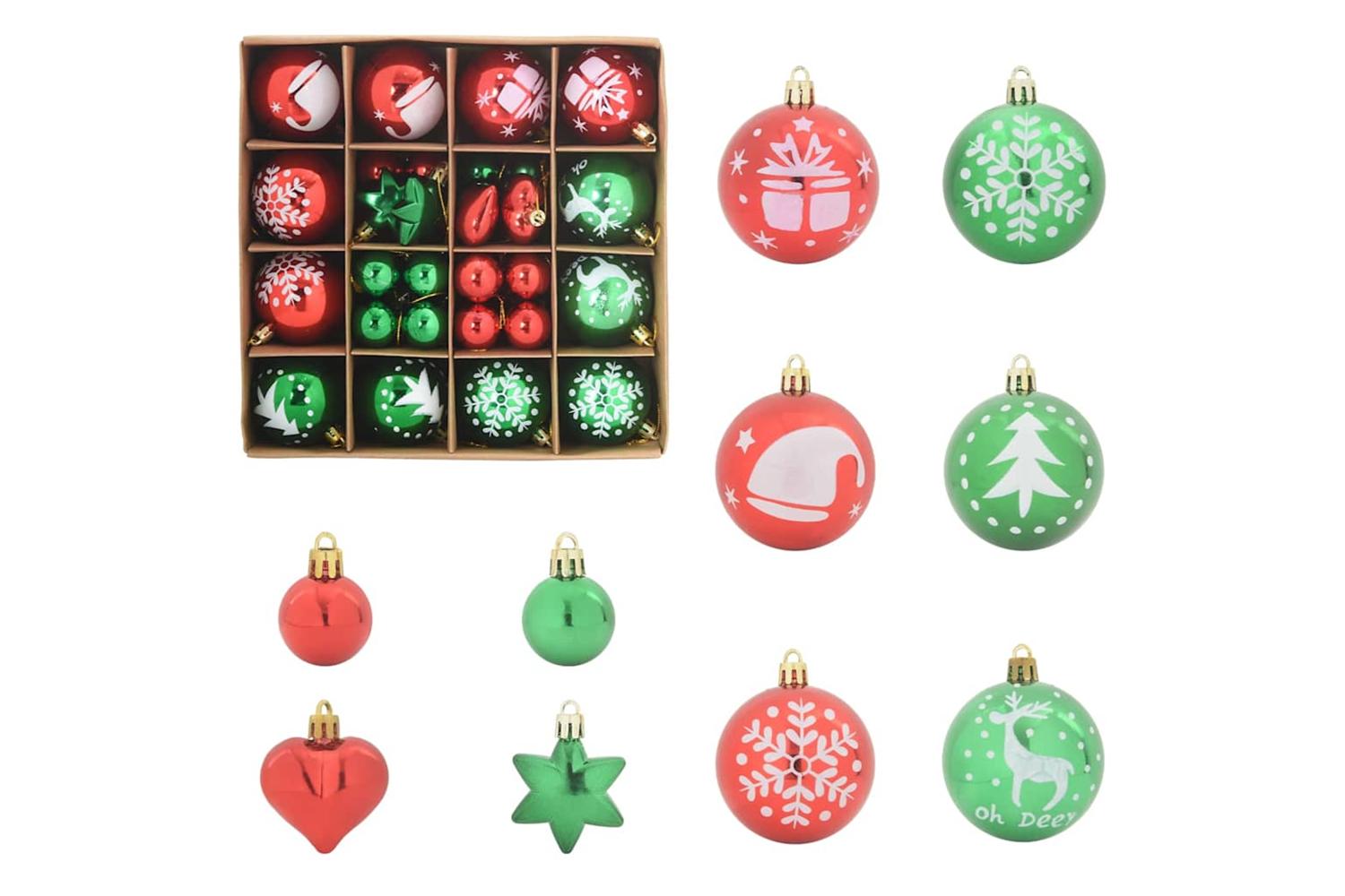 Vidaxl Christmas Bauble Set 40 Pcs Red And Green