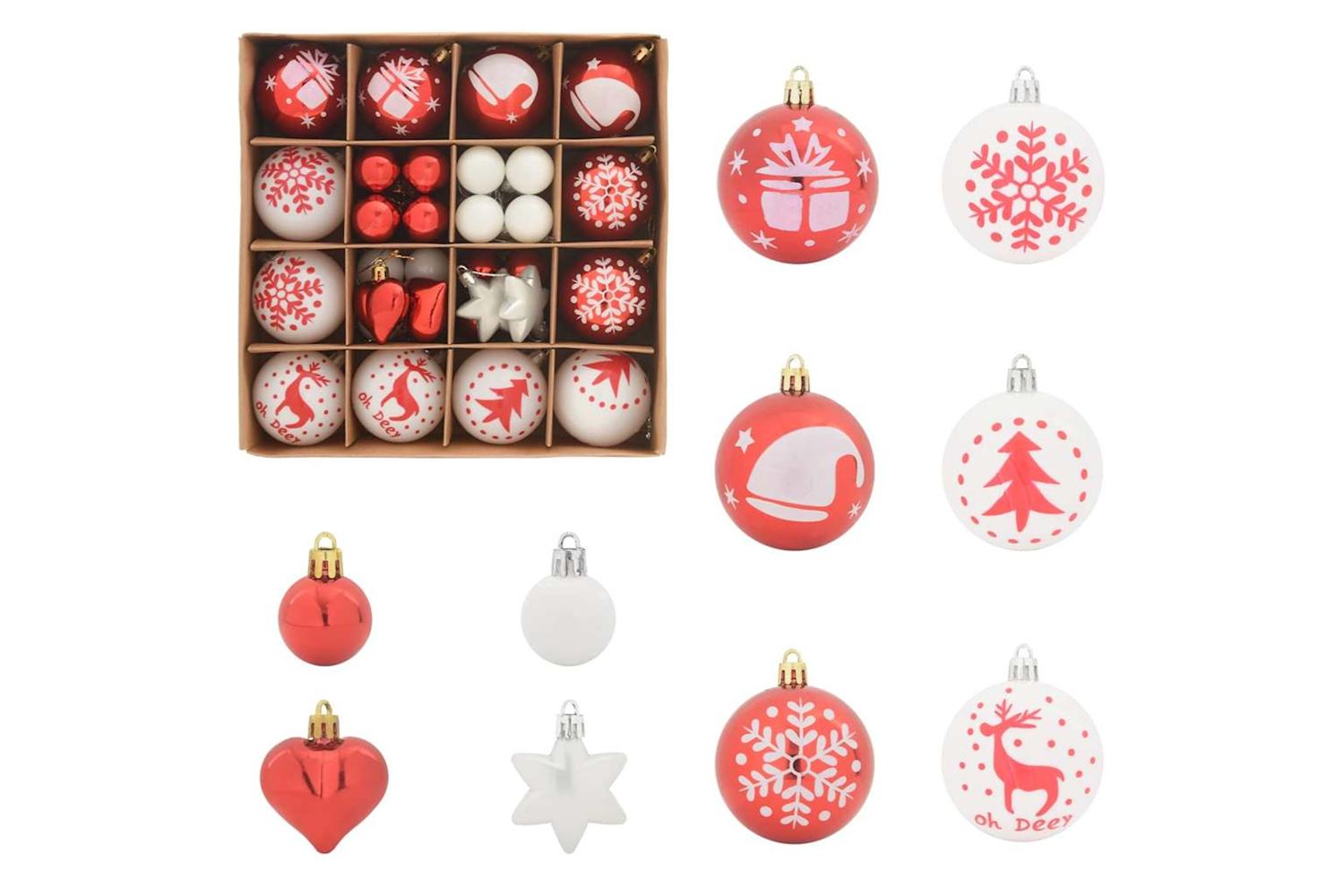Vidaxl Christmas Bauble Set 40 Pcs Red And White