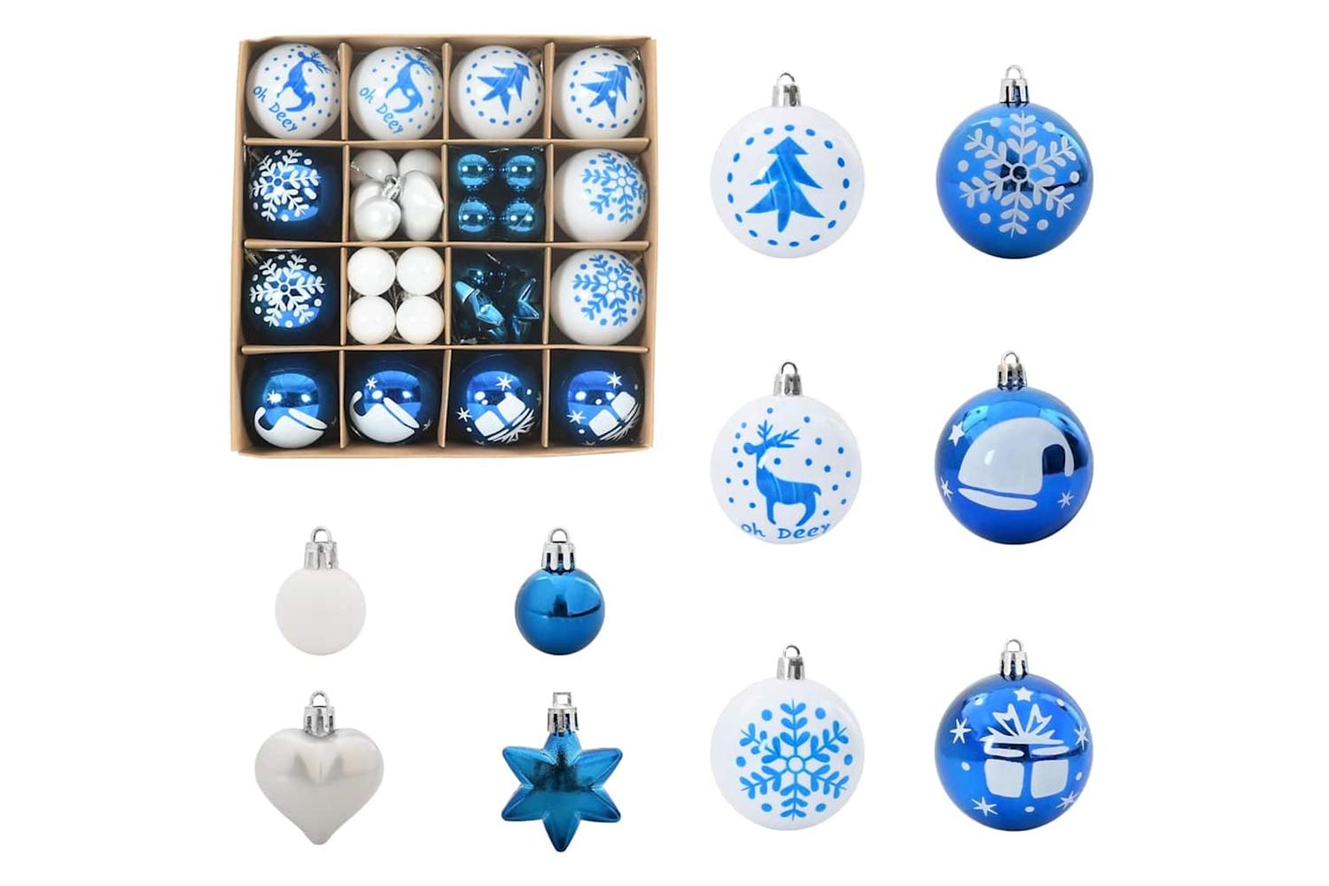 Vidaxl Christmas Bauble Set 40 Pcs Blue And White