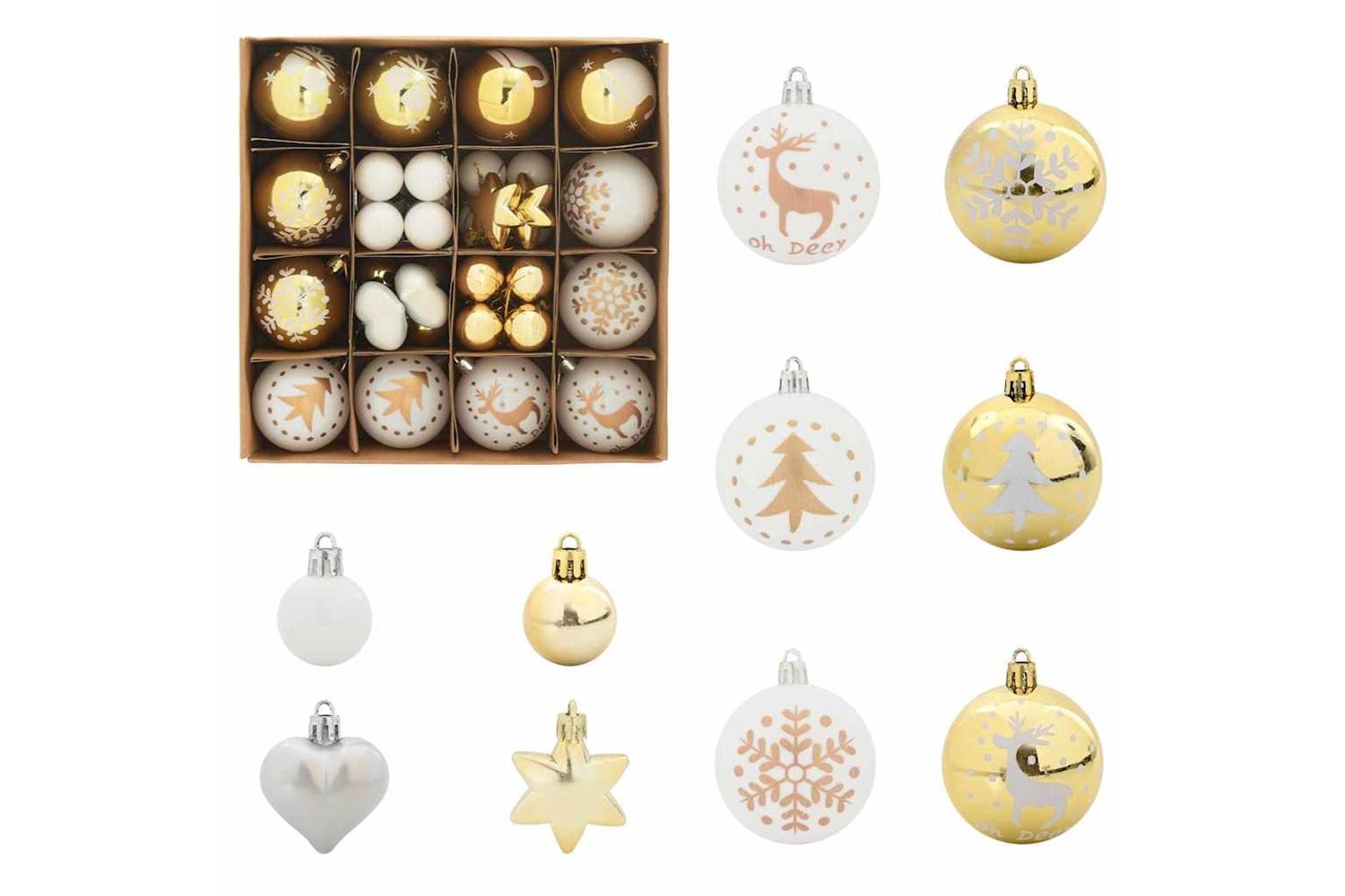 Vidaxl Christmas Bauble Set 40 Pcs White And Gold