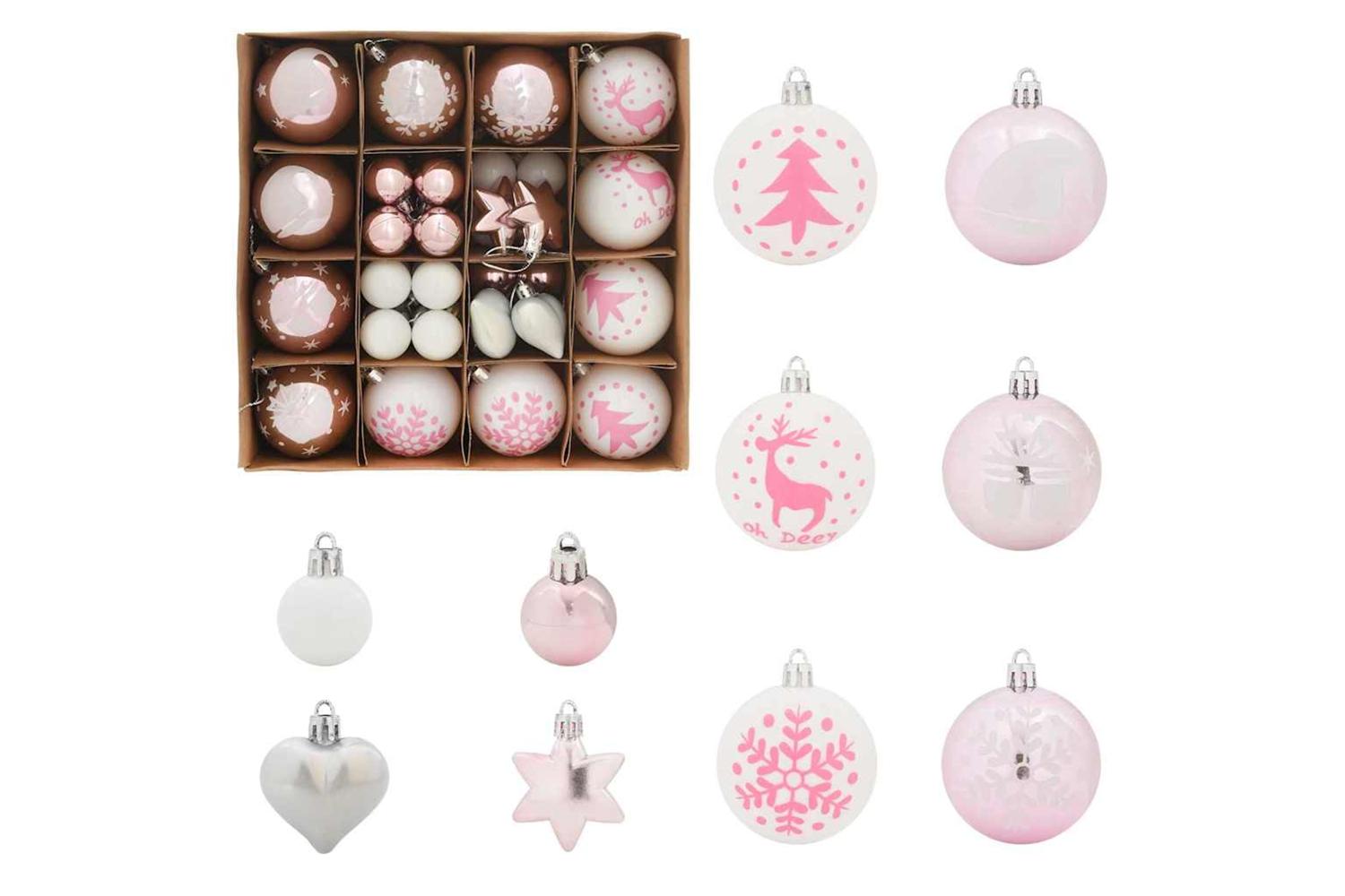 Vidaxl Christmas Bauble Set 40 Pcs White And Pink