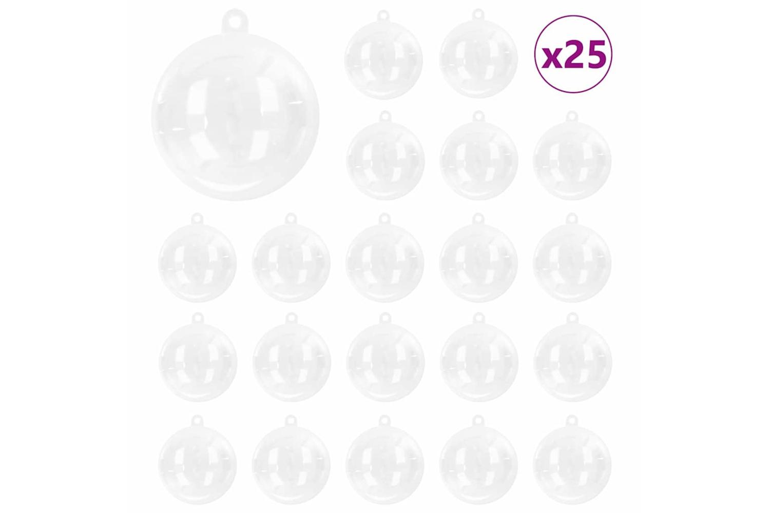Vidaxl Christmas Bauble Set 25 Pcs Transparent 8 Cm