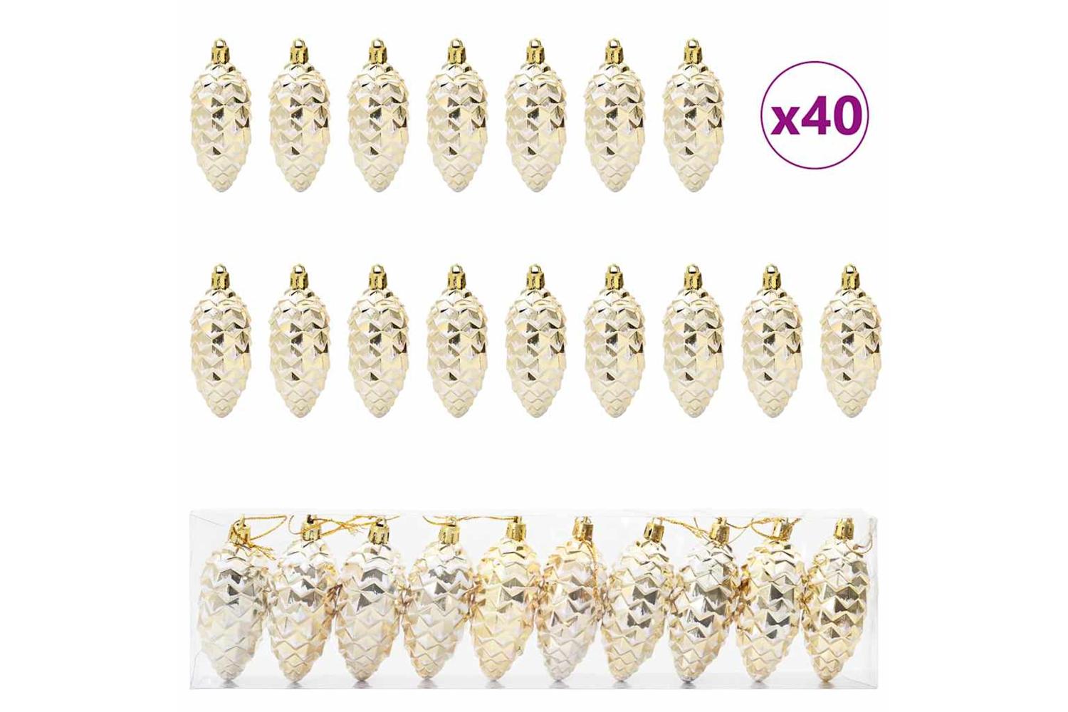 Vidaxl Christmas Pine Cone Ball 40 Pcs Gold