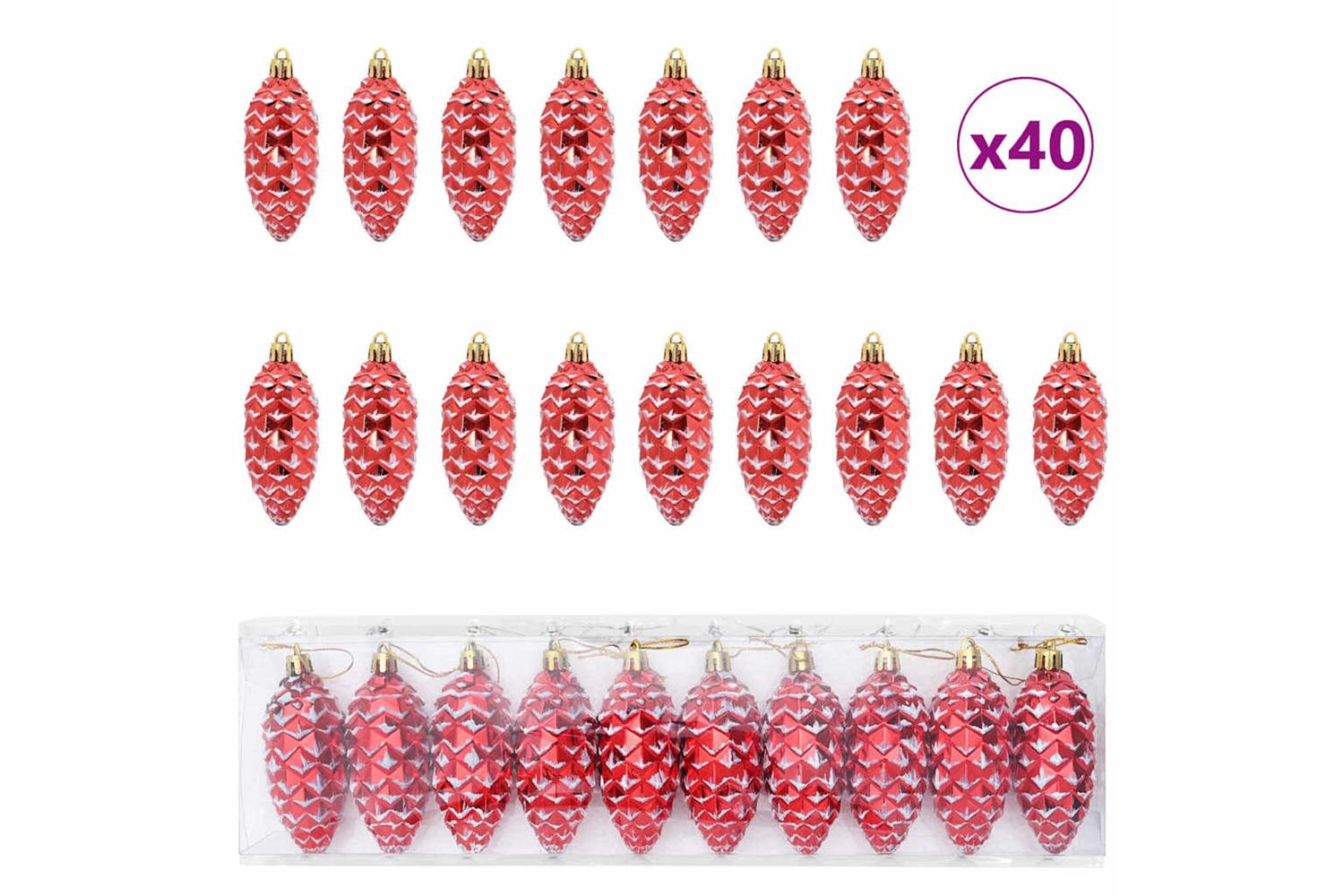 Vidaxl Christmas Pine Cone Ball 40 Pcs Red