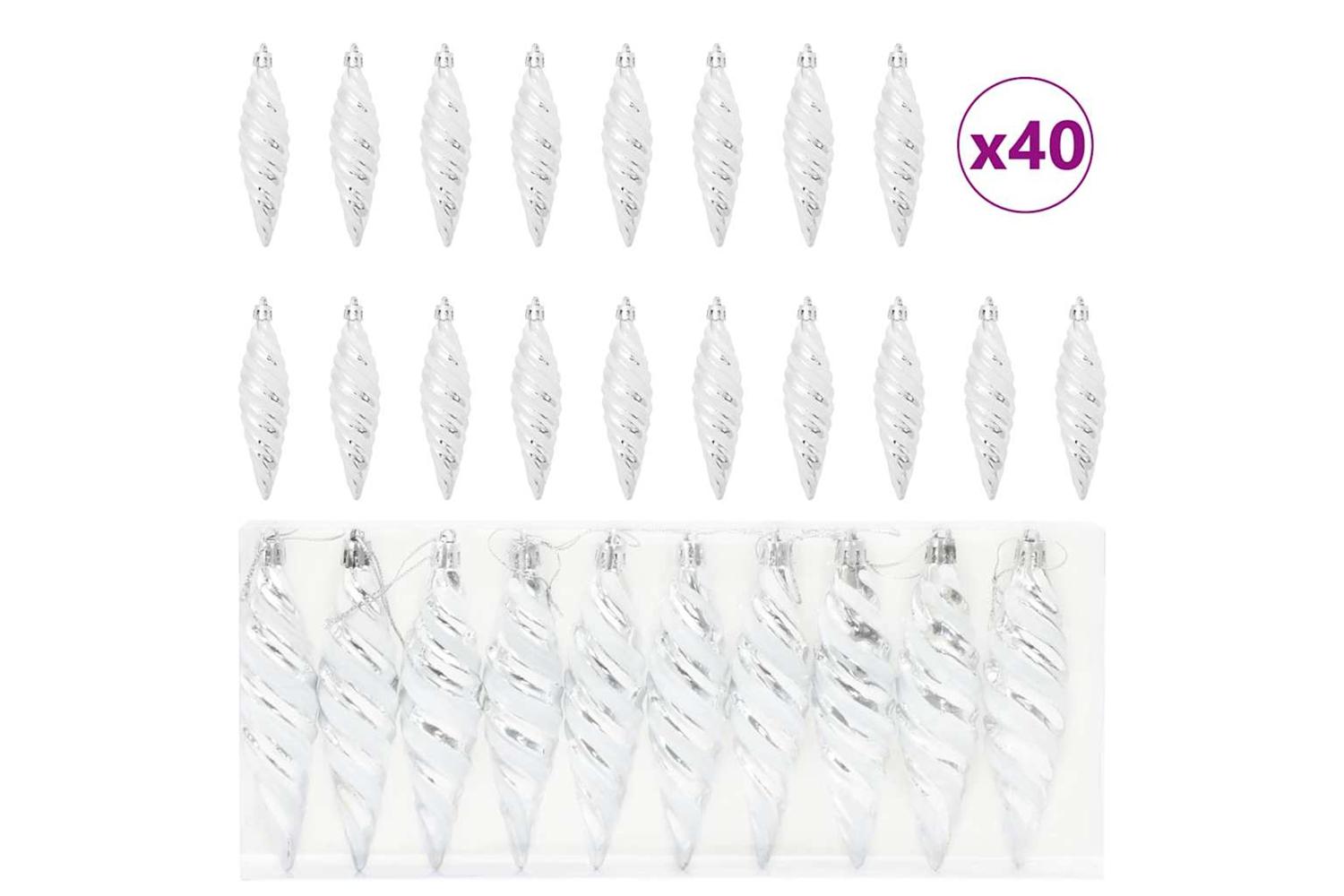 Vidaxl Christmas Spiral Shape Ball 40 Pcs Silver