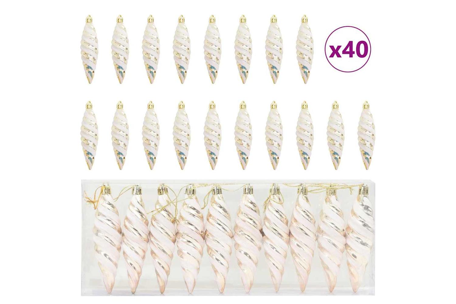 Vidaxl Christmas Spiral Shape Ball 40 Pcs Champagne