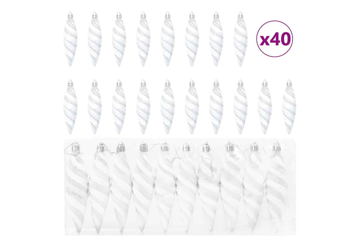 Vidaxl Christmas Spiral Shape Ball 40 Pcs White