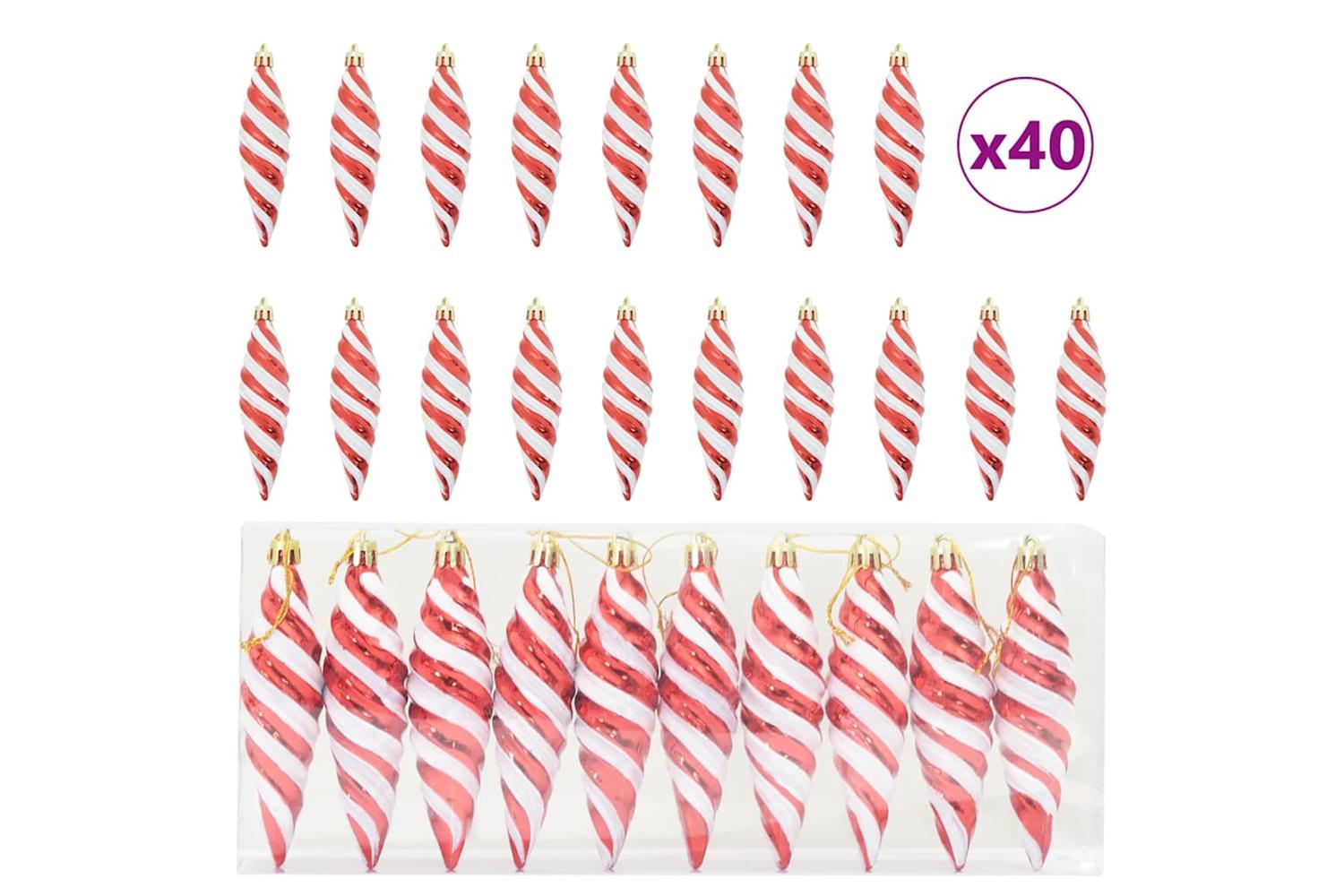 Vidaxl Christmas Spiral Shape Ball 40 Pcs Red