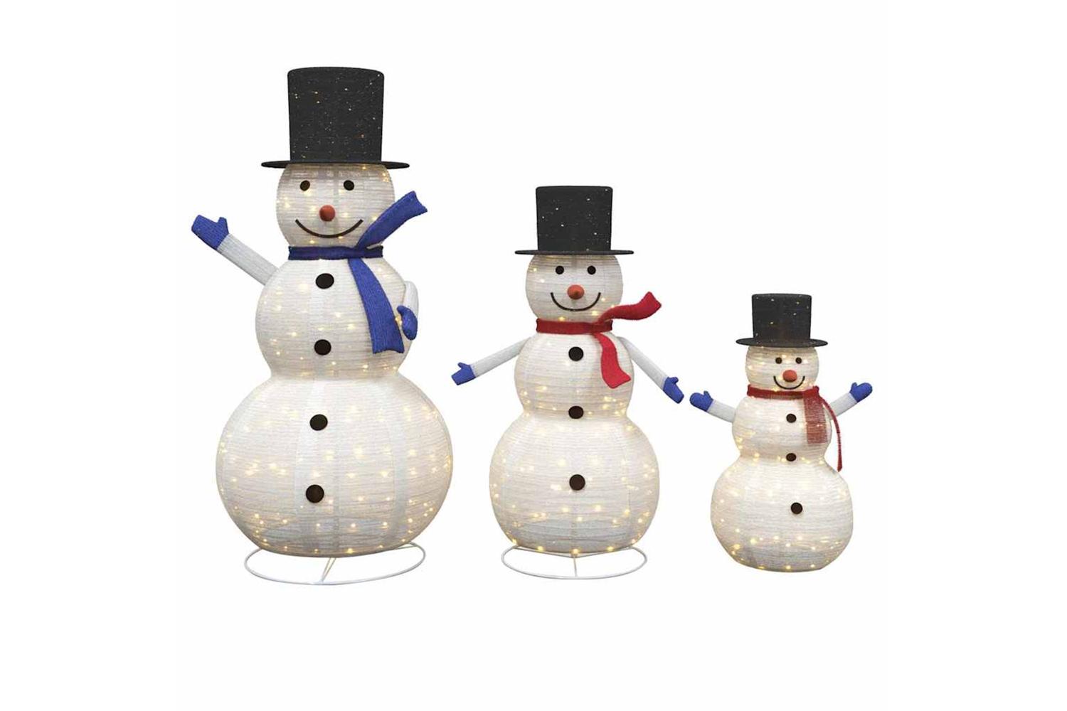 Vidaxl Christmas Snowman Family 3 Pcs Warm White 81 X 60 X 125 Cm