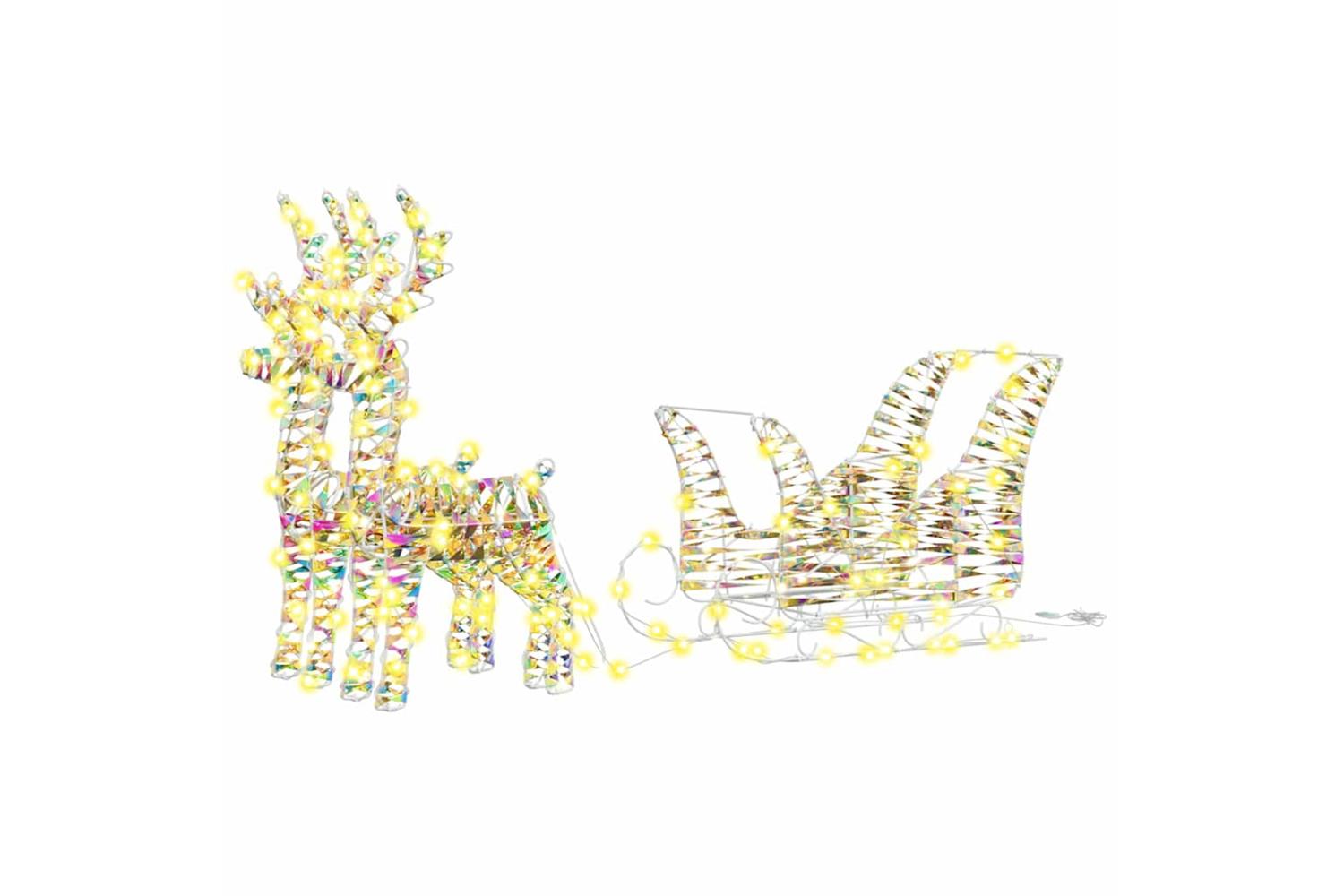 Vidaxl Reindeer Pull Sleigh Warm White 30 X 12 X 545 Cm Pet
