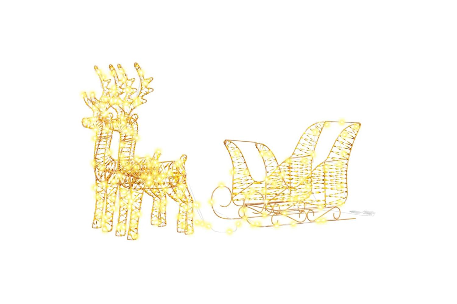 Vidaxl Reindeer Pull Sleigh Warm White 30 X 12 X 55 Cm Pet