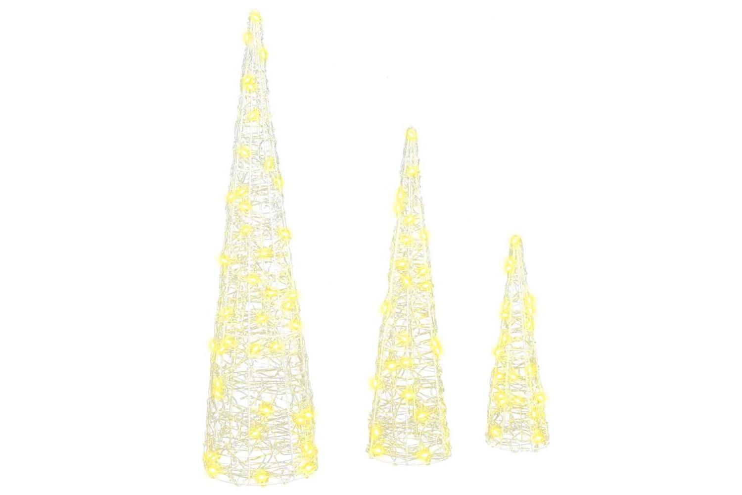 Vidaxl Christmas Tree 3 Pcs Warm White 20 X 20 X 80 Cm Acrylic
