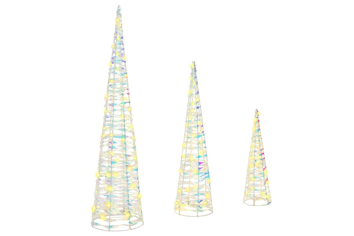 Vidaxl Christmas Tree 3 Pcs Warm White 20 X 20 X 80 Cm Pet