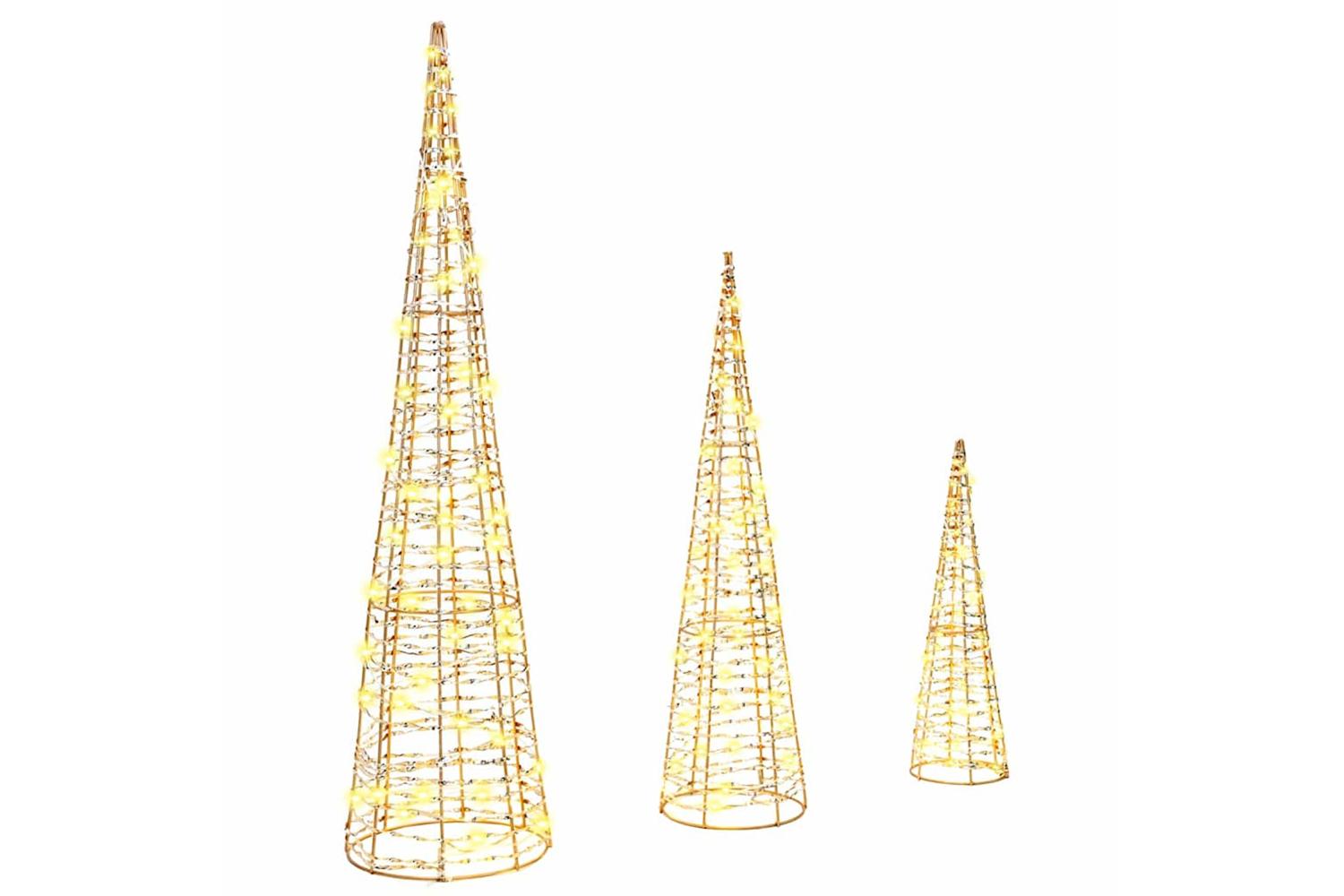 Vidaxl Christmas Tree 3 Pcs Warm White 20 X 20 X 80 Cm Pet