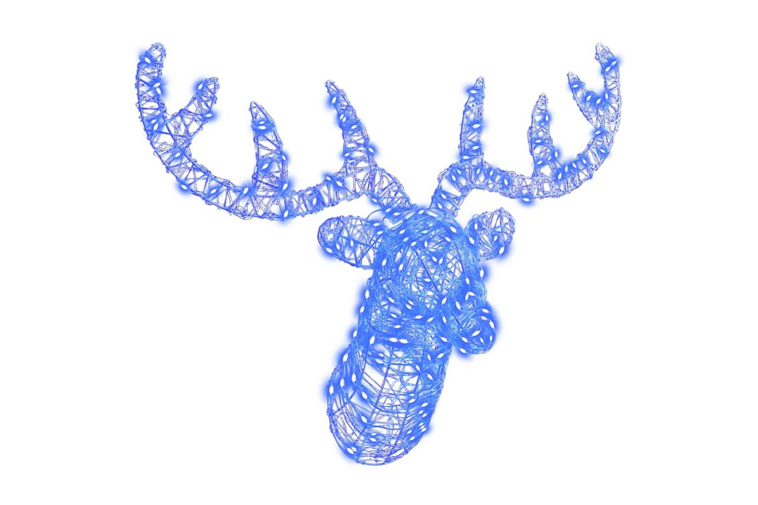 Vidaxl Reindeer Head With 140 Leds Blue 60 Cm Acrylic