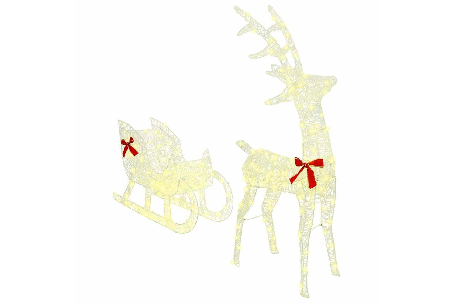 Vidaxl Reindeer Pull Sleigh Warm White 70 X 26 X 1285 Cm Acrylic