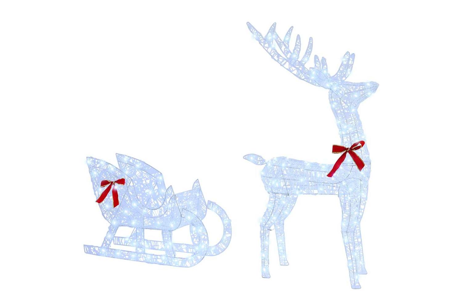 Vidaxl Reindeer Pull Sleigh Cold White 70 X 26 X 1285 Cm Acrylic