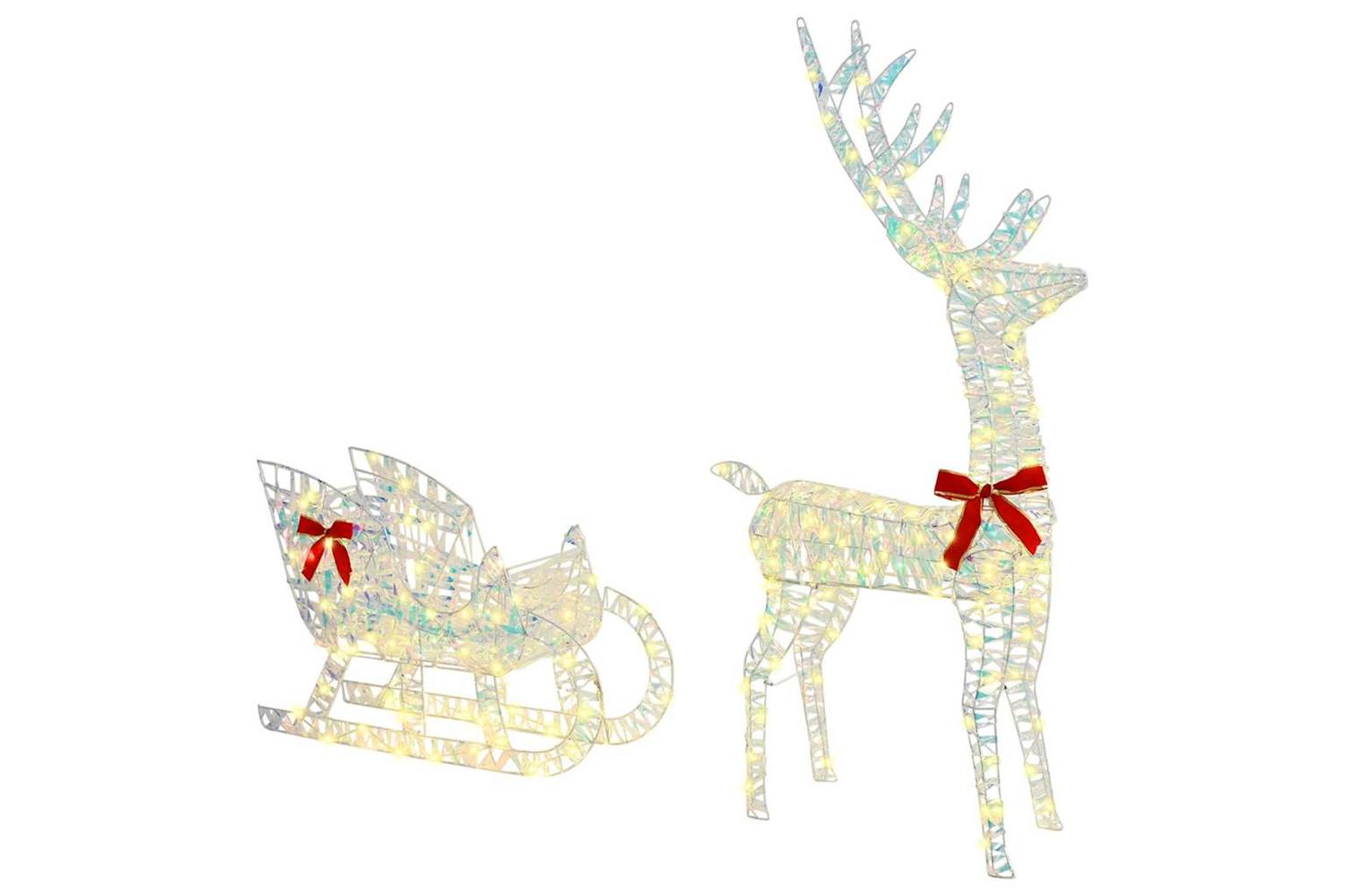 Vidaxl Reindeer Pull Sleigh Warm White 70 X 26 X 1285 Cm Pet